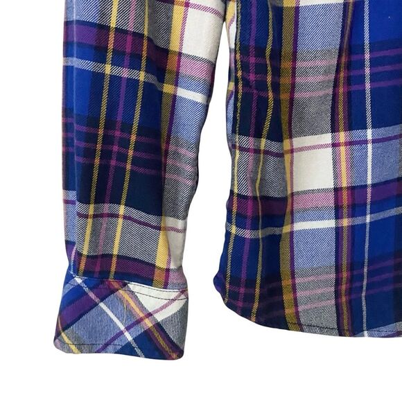 Duluth Trading Co. Womens Small Plaid Flannel Button Up Shirt Roll Tab Sleeve - Picture 6 of 8